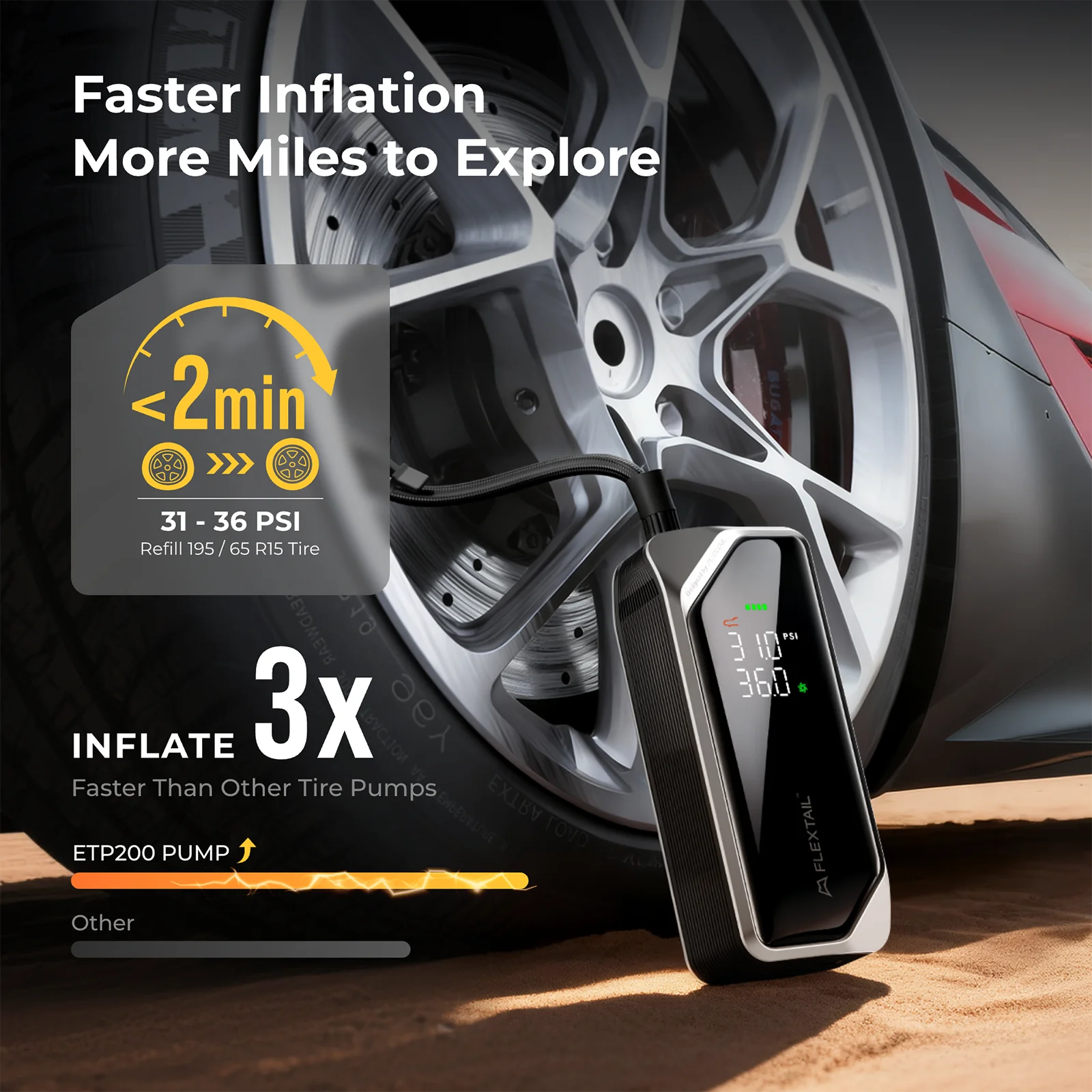 150PSI Electric Tire Pump For Car/Motorcycle/Bicycle