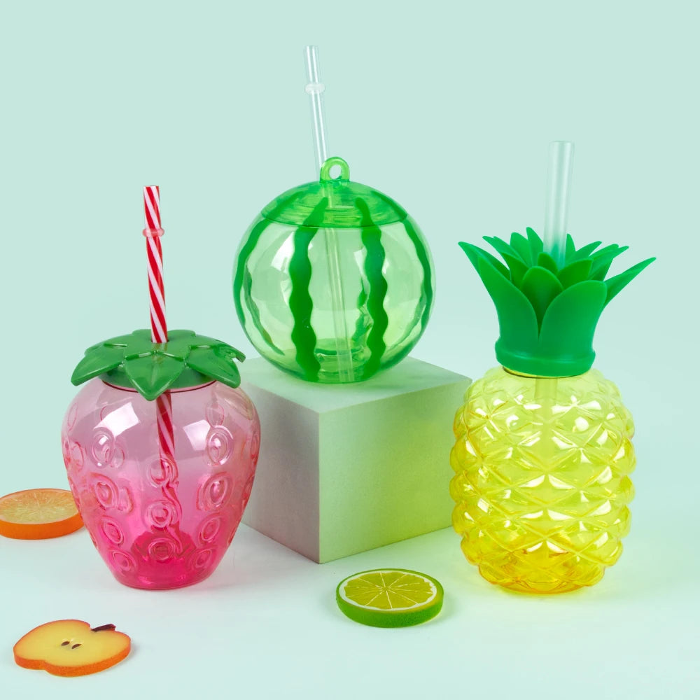 PVC Fruit Shaped Drinking Cups With Straw