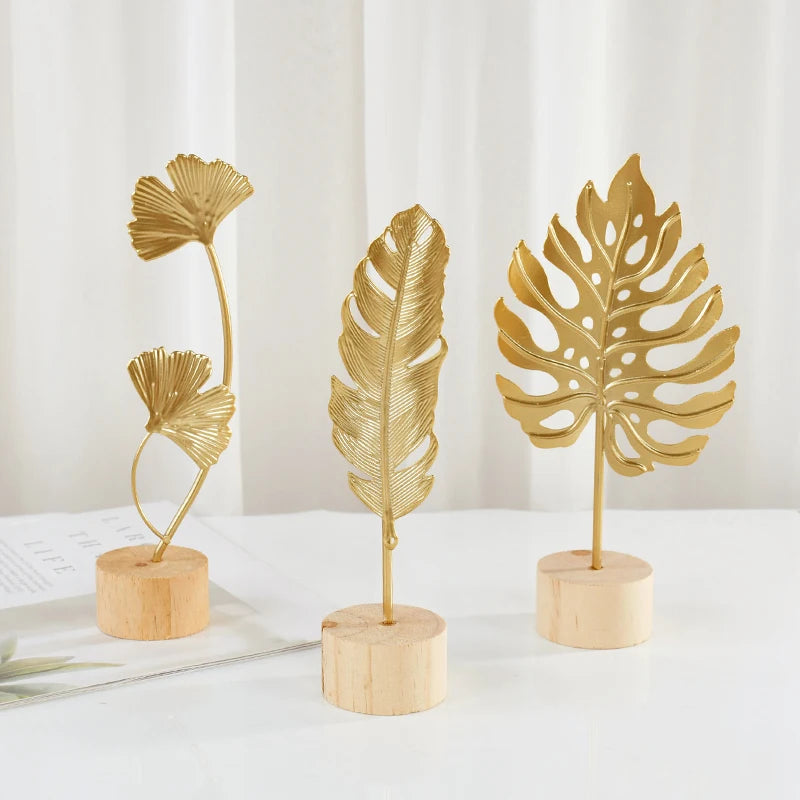 Gold Iron Ginkgo Leaf Ornaments