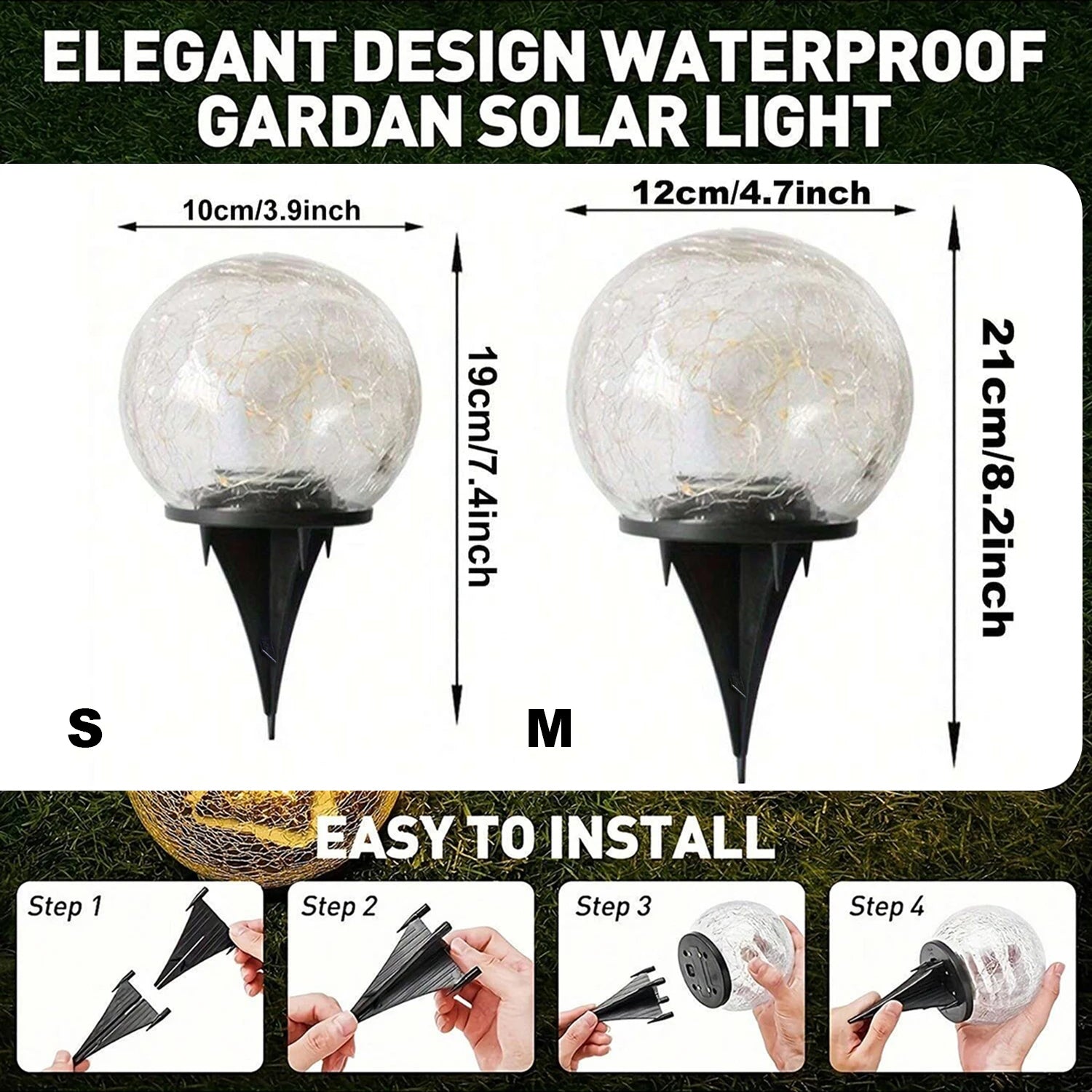 Solar Powered Cracked Glass Outdoor Light