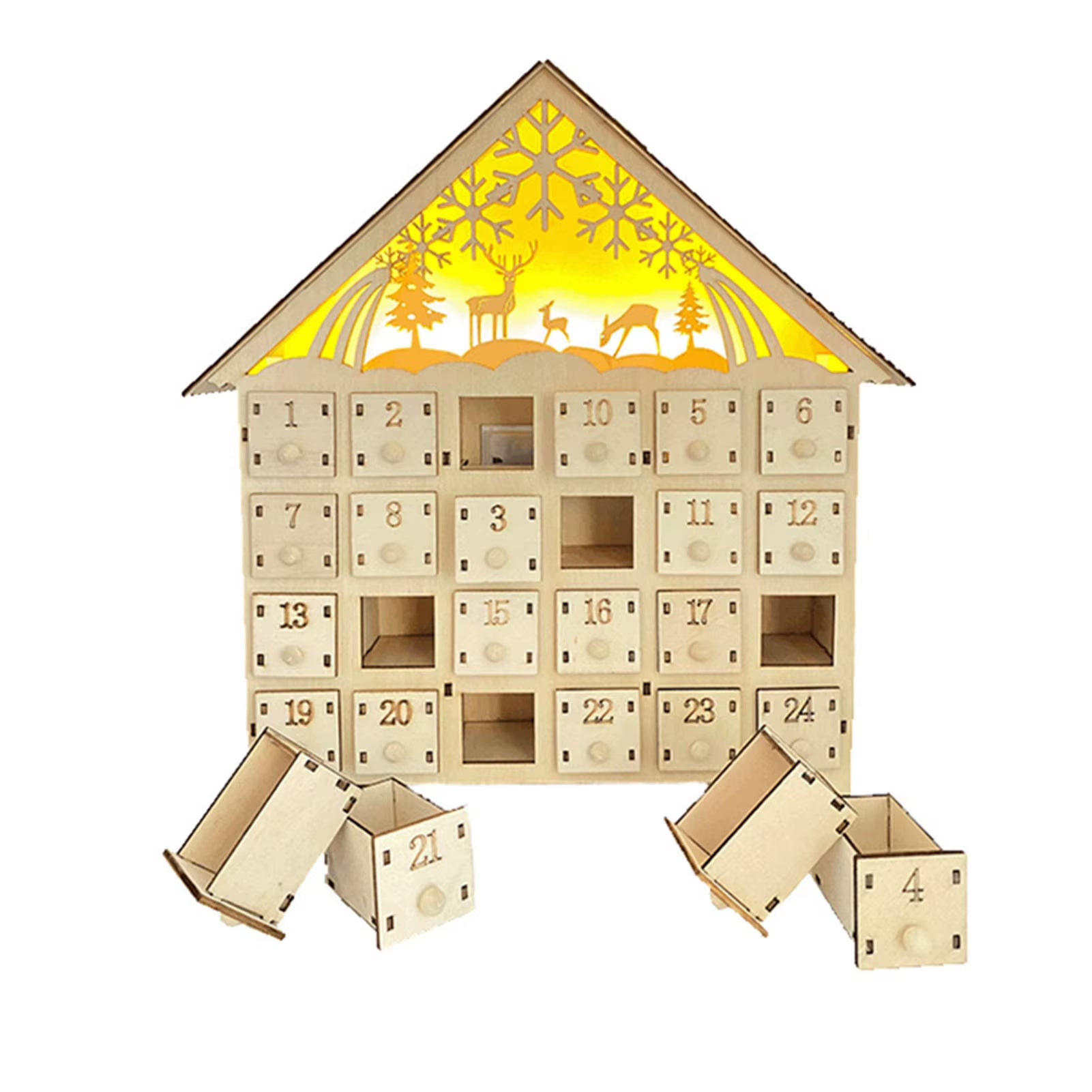 Christmas Advent Calendar LED Light Empty Filling Candy Drawer Magic Gift for Shopping Mall Sale Event Background Decoration