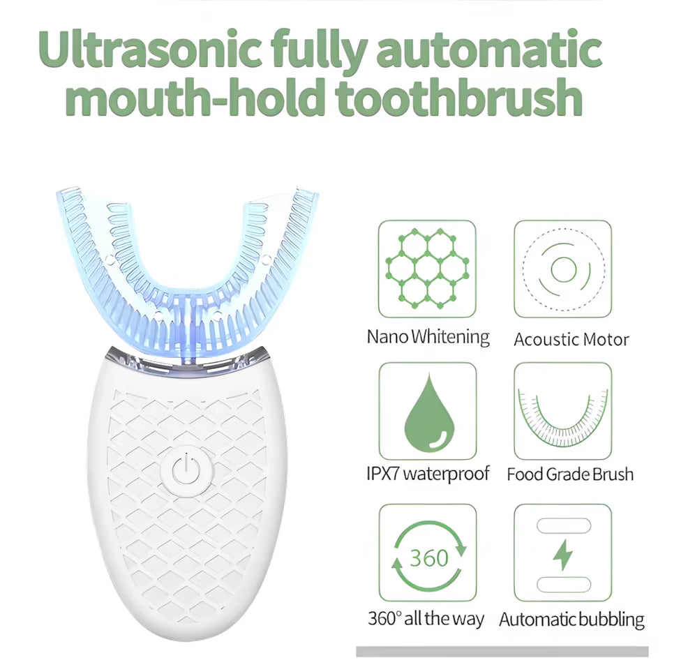 Smart Toothbrush Whole Mouth Teeth Cleaning 3 Cleaning Modes U Shaped Toothbrush Waterproof Electric Toothbrush