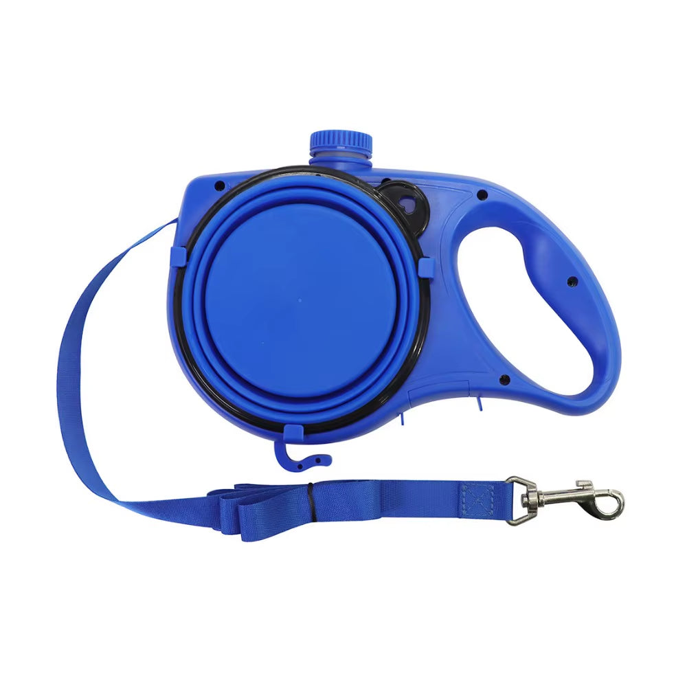 Detachable Retractable Dog Leash Builtin Water Bottle Plastic Handheld Dog Leash with Water Bowl Waste Bag Container Training