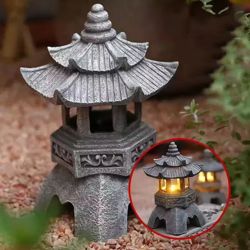 Pagoda Outdoor Solar Powered Light Statue