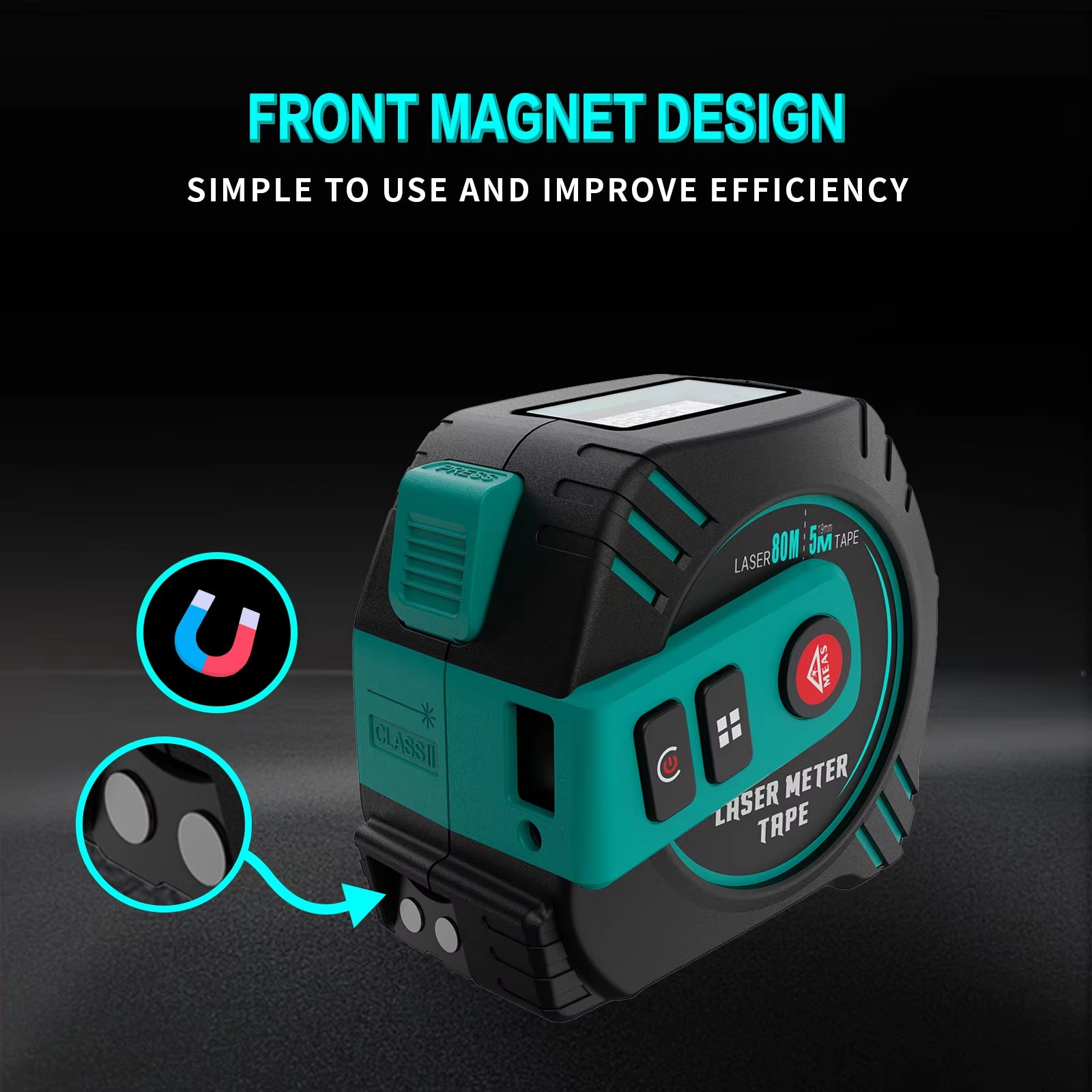 2In1 Green Laser Distance Meters 80M+5M Tape Laser Measure Multifunctional Rechargeable