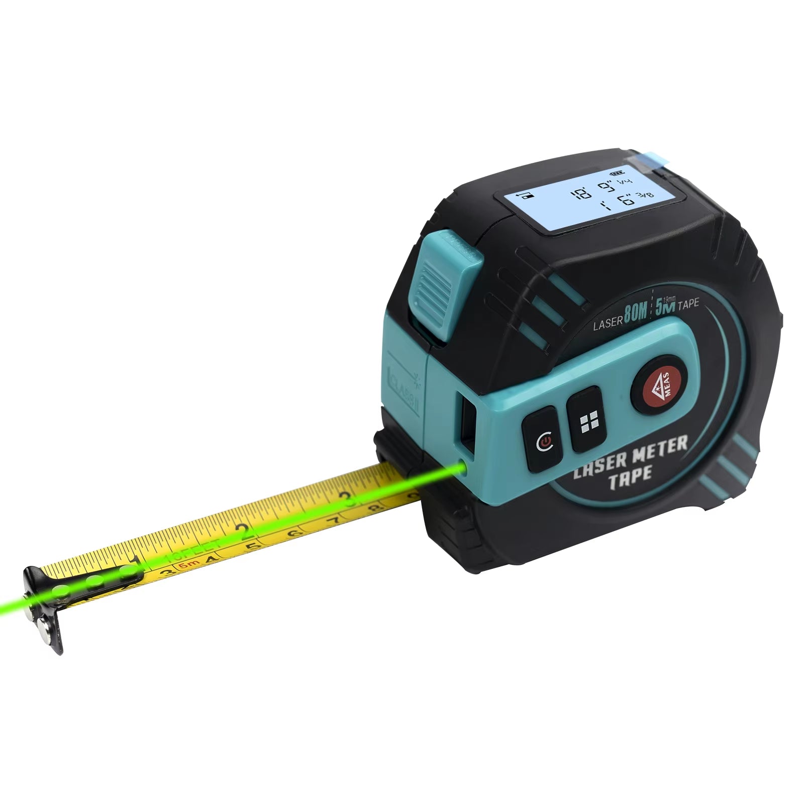 2In1 Green Laser Distance Meters 80M+5M Tape Laser Measure Multifunctional Rechargeable