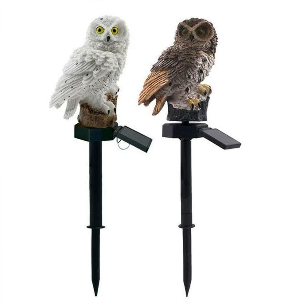 2 Packs Outdoor LED Owl Lawn Lamps Solar Garden Stake Light Plug-In Courtyard Ground Solar Energy Decoration