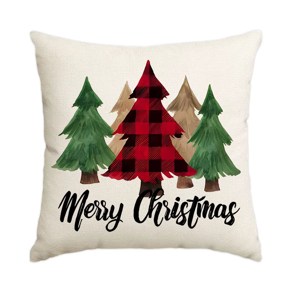 1 Christmas Pillowcase Christmas Senior Snowflake Tree Printed Square Pillowcase Christmas Decoration (Without Pillow Core)