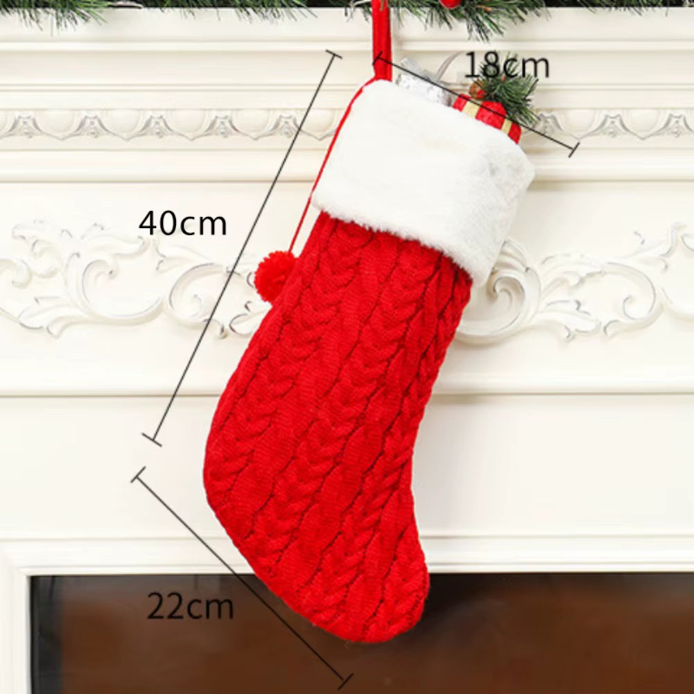 Christmas Socks Knitting Christmas Hanging Stocking Xmas Pendant Christmas Tree Ornaments Decor Christmas Gift Bag New Year 2025