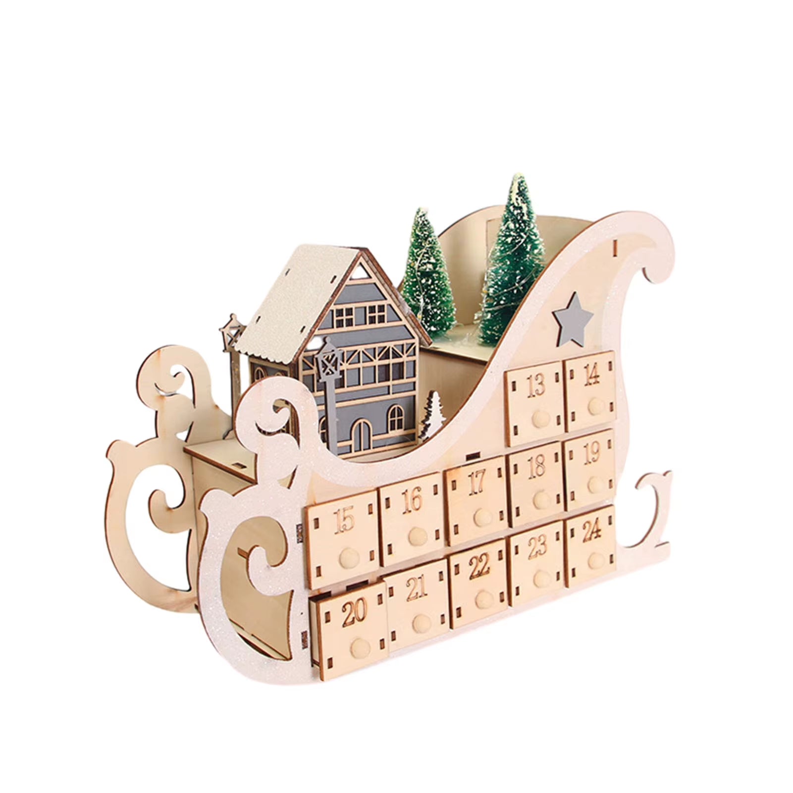 Christmas Advent Calendar LED Light Empty Filling Candy Drawer Magic Gift for Shopping Mall Sale Event Background Decoration